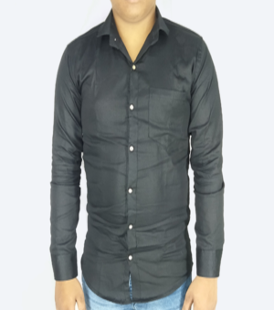 Plain Linen Shirt Black