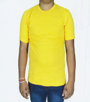 Round Neck Bio Washed Yellow T-Shirt