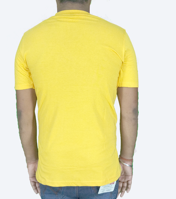 Round Neck Bio Washed Yellow T-Shirt