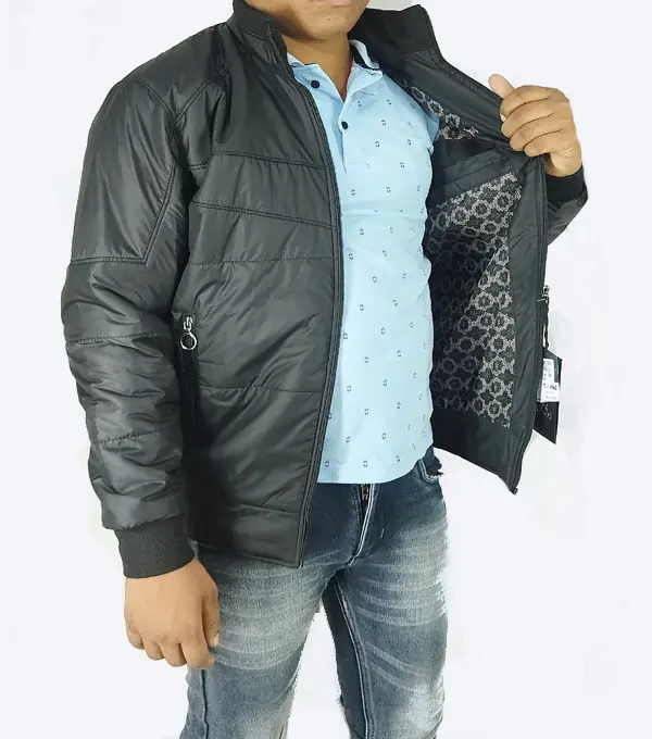 Black Quilted Puffer Jacket – Men’s Lightweight Winter Jacket - Image 2