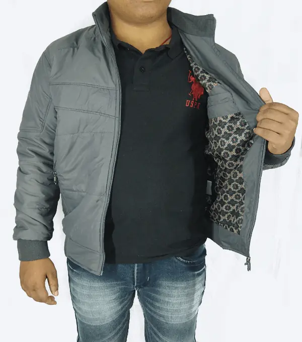 Grey Quilted Puffer Jacket – Men’s Lightweight Winter Wear - Image 3