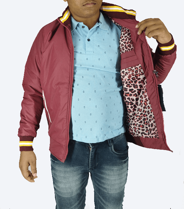 Maroon Athletic Winter Jacket – Lightweight, Windproof & Stylish - Image 3