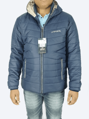 Navy Blue Hooded Puffer Jacket – Ultra-Warm, Lightweight & Windproof