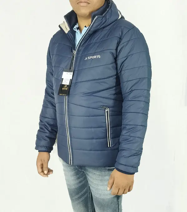Navy Blue Hooded Puffer Jacket – Ultra-Warm, Lightweight & Windproof - Image 2