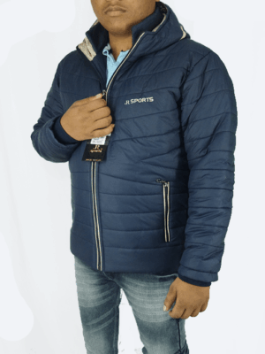 Navy Blue Hooded Puffer Jacket – Ultra-Warm, Lightweight & Windproof