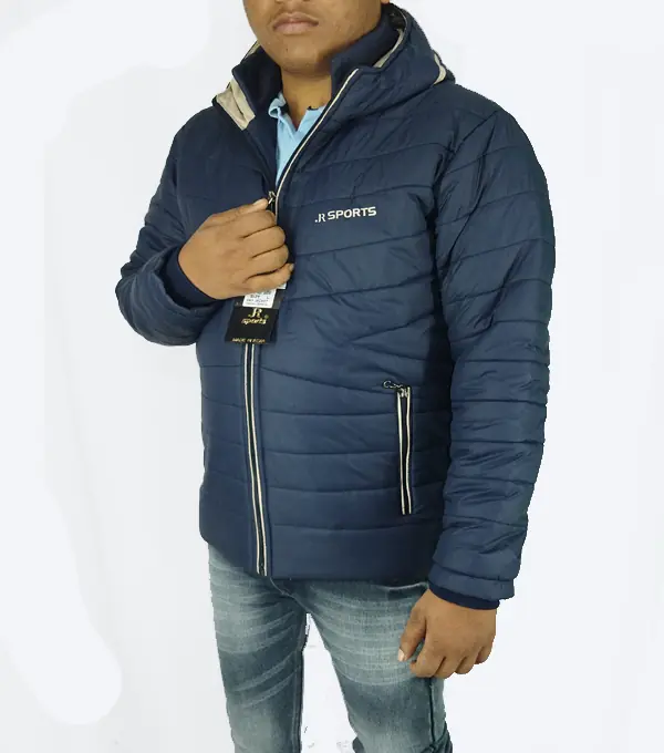 Navy Blue Hooded Puffer Jacket – Ultra-Warm, Lightweight & Windproof - Image 4