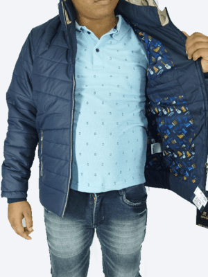 Navy Blue Hooded Puffer Jacket – Ultra-Warm, Lightweight & Windproof