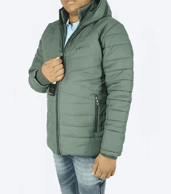 Olive Green Hooded Puffer Jacket – Ultra-Warm, Lightweight & Windproof Winter Wear - Image 3