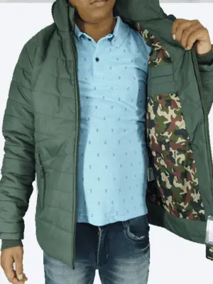 Olive Green Hooded Puffer Jacket – Ultra-Warm, Lightweight & Windproof Winter Wear