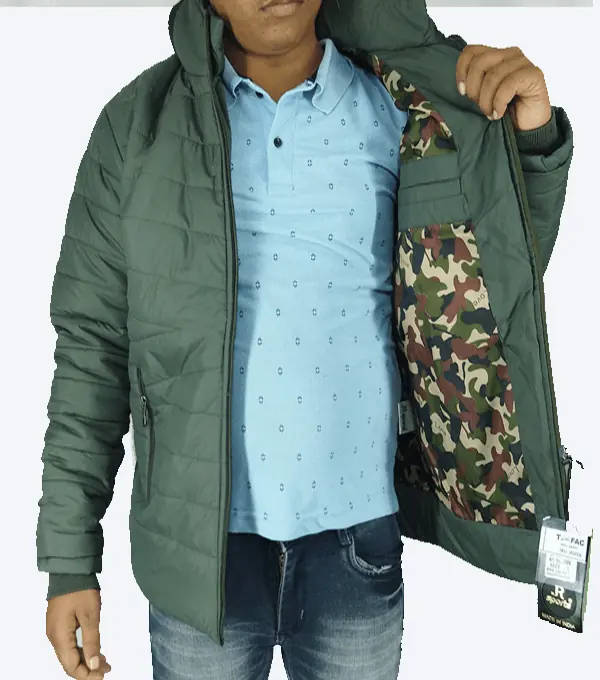 Olive Green Hooded Puffer Jacket – Ultra-Warm, Lightweight & Windproof Winter Wear - Image 2