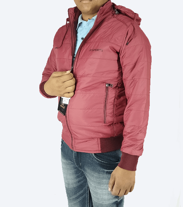 Maroon Hooded Puffer Jacket – Warm, Lightweight & Windproof Winter Wear - Image 2