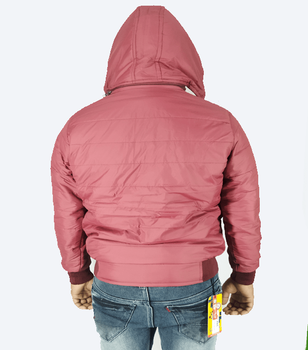 Maroon Hooded Puffer Jacket – Warm, Lightweight & Windproof Winter Wear - Image 3