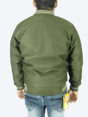 Olive Green Varsity Winter Jacket – Stylish, Warm & Lightweight