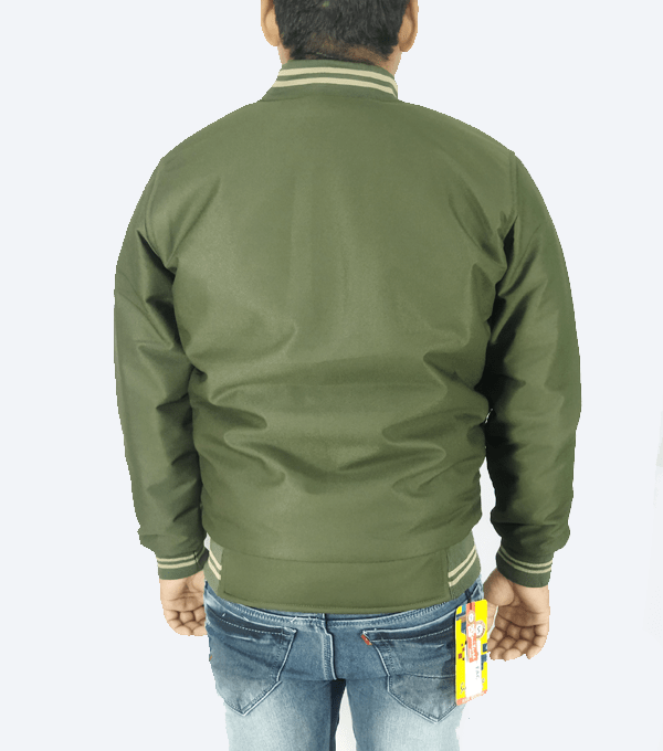 Olive Green Varsity Winter Jacket – Stylish, Warm & Lightweight - Image 3