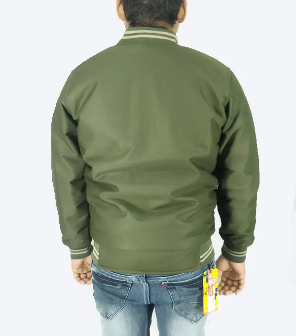 Olive Green Varsity Winter Jacket – Stylish, Warm & Lightweight - Image 3
