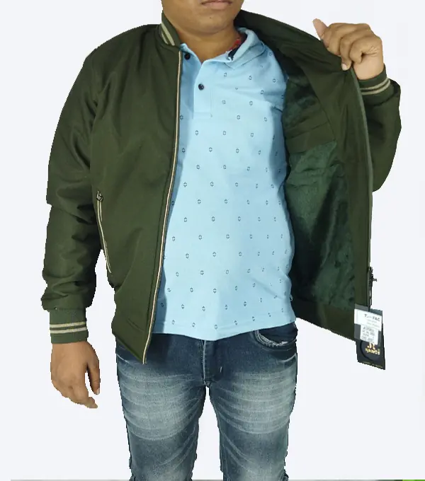 Olive Green Varsity Winter Jacket – Stylish, Warm & Lightweight - Image 4