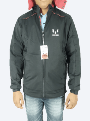 Messi Reversible Winter Jacket – Black & Red | Dual-Style, Warm & Windproof