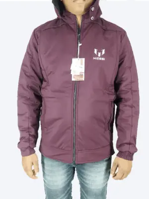 Messi Reversible Winter Jacket – Black & Maroon | Dual-Style, Warm & Windproof