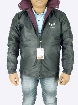Messi Reversible Winter Jacket – Black & Maroon | Dual-Style, Warm & Windproof