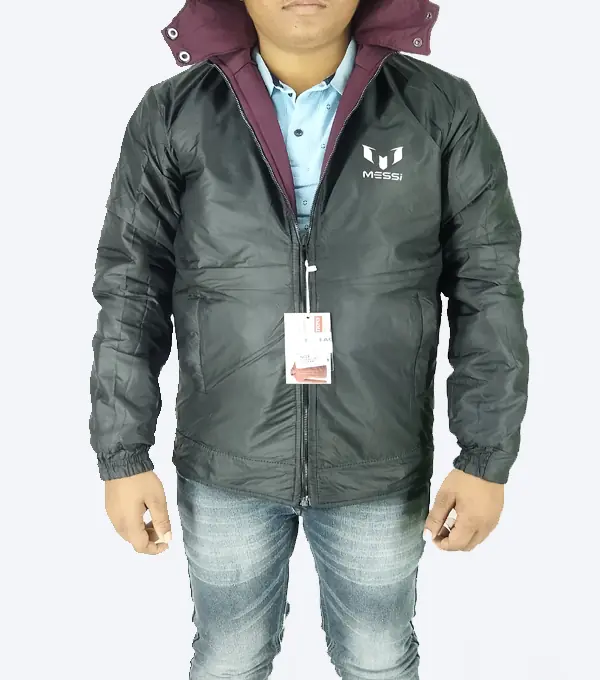 Messi Reversible Winter Jacket – Black & Maroon | Dual-Style, Warm & Windproof - Image 3
