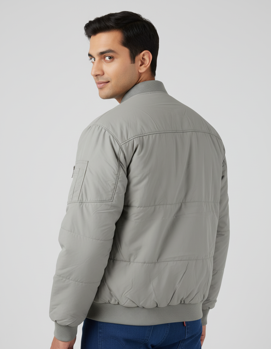 Men’s Light Grey Puffer Jacket – Warm, Comfortable & Lightweight Winter Wear - Image 2