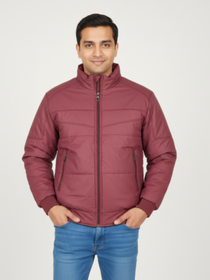Men’s Maroon Puffer Jacket – Warm, Comfortable & Lightweight Winter Wear