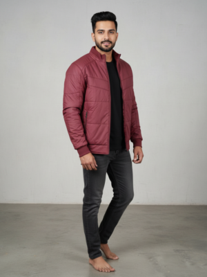 Men’s Maroon Puffer Jacket – Warm, Comfortable & Lightweight Winter Wear